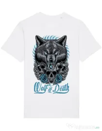 Tricou STANLEY STELLA barbat Wolf of death Alb