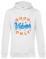 Hoodie barbat cu gluga Good vibes only Alb