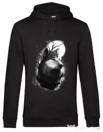 Hoodie barbat cu gluga Night wolf Negru