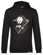 Hoodie barbat cu gluga Grim reaper love coffee Negru