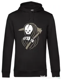 Hoodie barbat cu gluga Grim reaper love coffee Negru