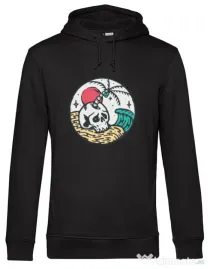 Hoodie barbat cu gluga Skull and beach Negru