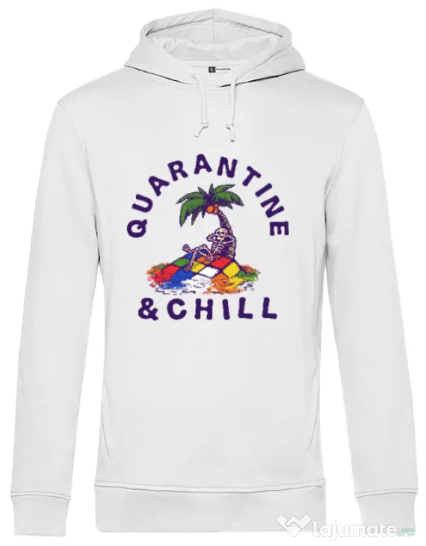 Hoodie barbat cu gluga Rubik island Alb