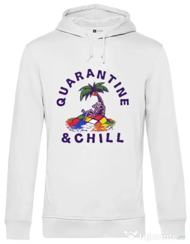 Hoodie barbat cu gluga Rubik island Alb