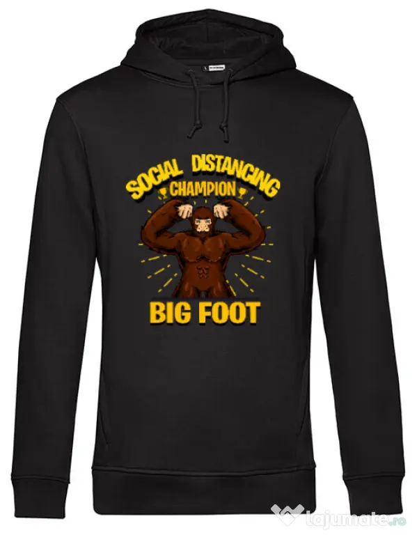 Hoodie barbat cu gluga Social distancing 2 Negru