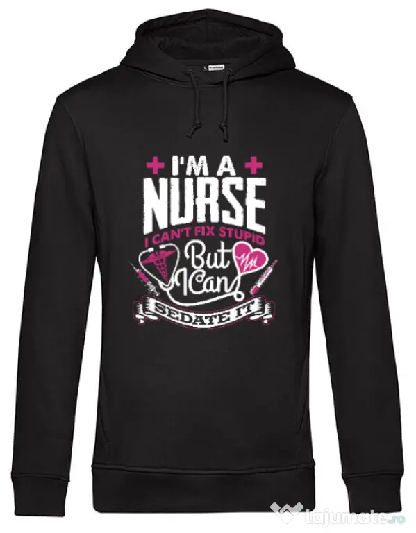Hoodie barbat cu gluga Can't fix stupid Negru