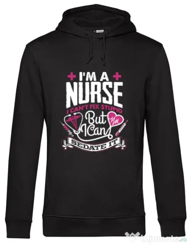 Hoodie barbat cu gluga Can't fix stupid Negru