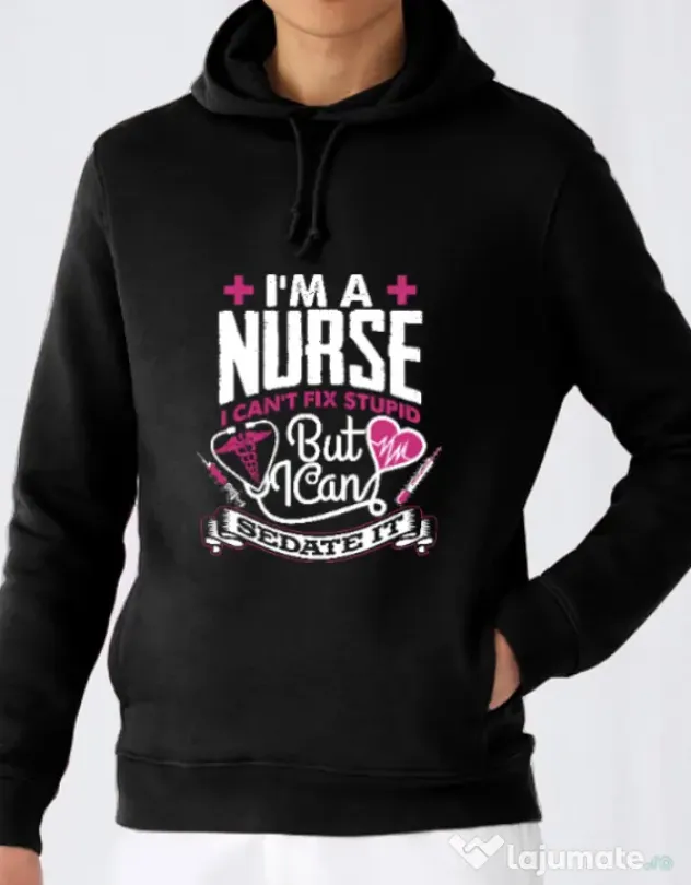 Hoodie barbat cu gluga Can't fix stupid Negru