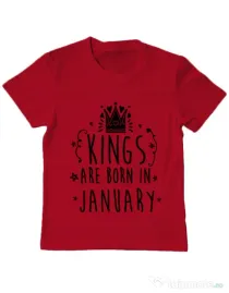 Tricou ADLER copil Kings are born in January Rosu
