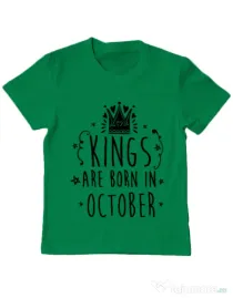 Tricou ADLER copil Kings are born in October Verde mediu