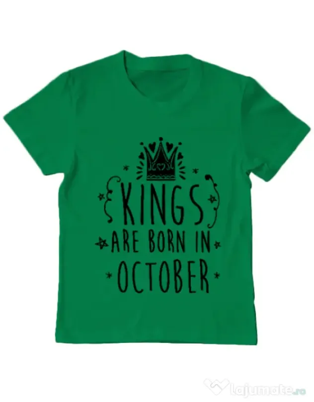 Tricou ADLER copil Kings are born in October Verde mediu