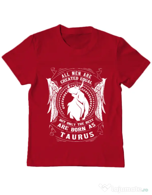 Tricou ADLER copil The best men are born as Taurus Rosu