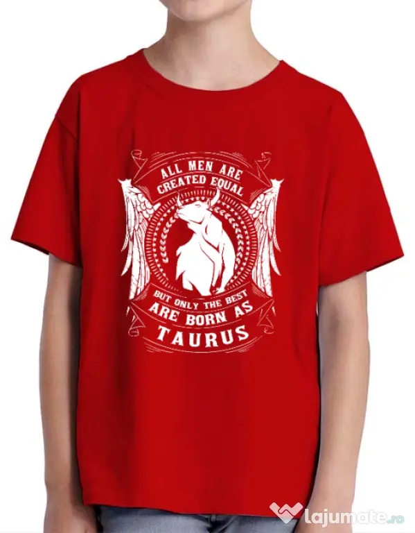Tricou ADLER copil The best men are born as Taurus Rosu