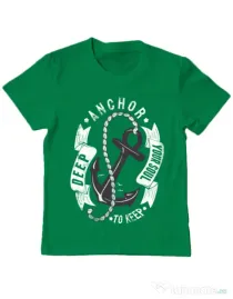 Tricou ADLER copil Anchor your soul Verde mediu