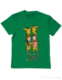 Tricou ADLER copil Giraffes love Verde mediu
