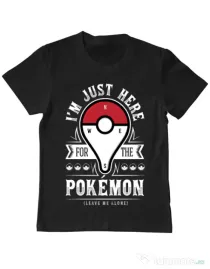 Tricou ADLER copil Here for the Pokemon Negru