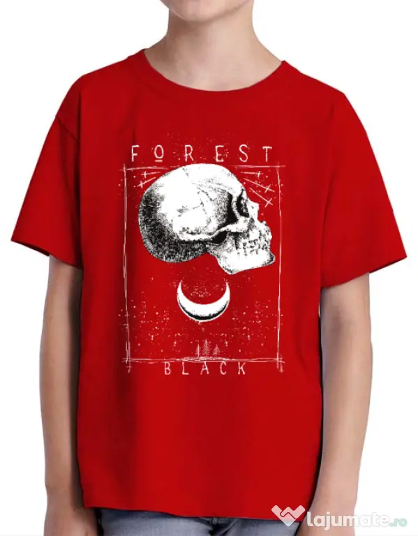Tricou ADLER copil Forest Black Rosu