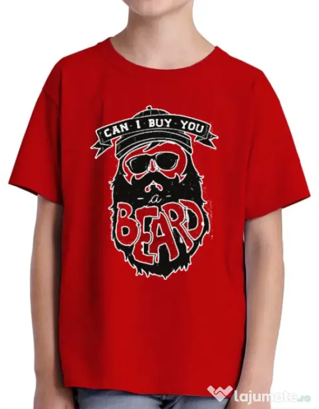 Tricou ADLER copil Can i buy you a beard Rosu