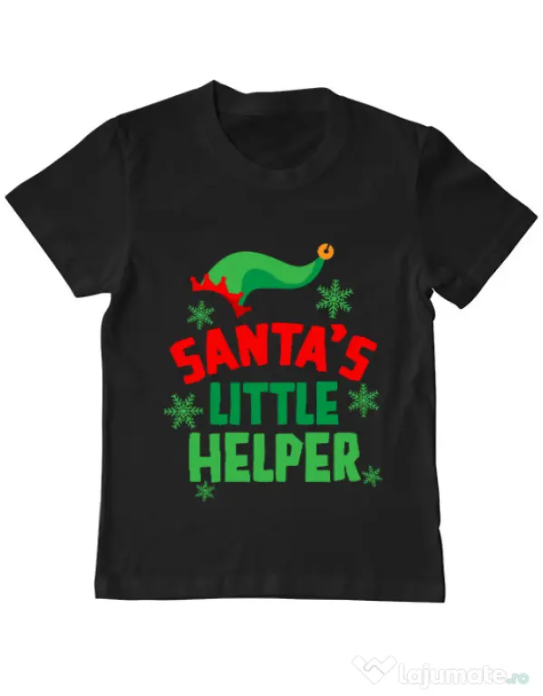 Tricou ADLER copil Santas little helper Negru