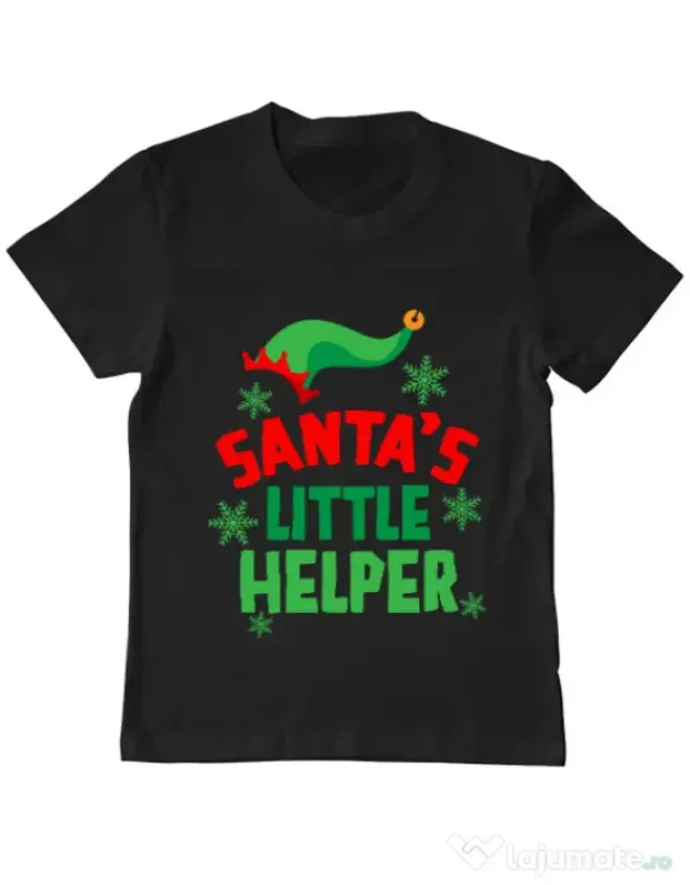 Tricou ADLER copil Santas little helper Negru
