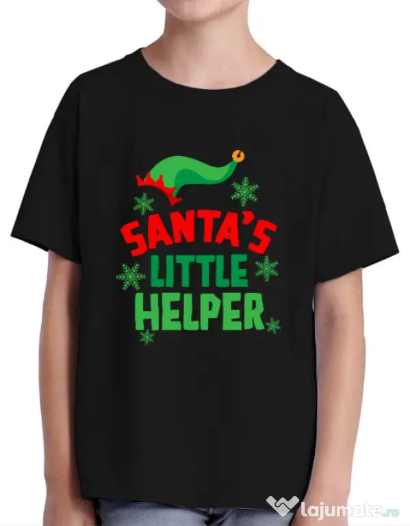 Tricou ADLER copil Santas little helper Negru