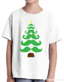 Tricou ADLER copil Moustache Christmas tree Alb