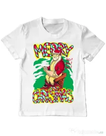 Tricou ADLER copil Naughty Santa Alb