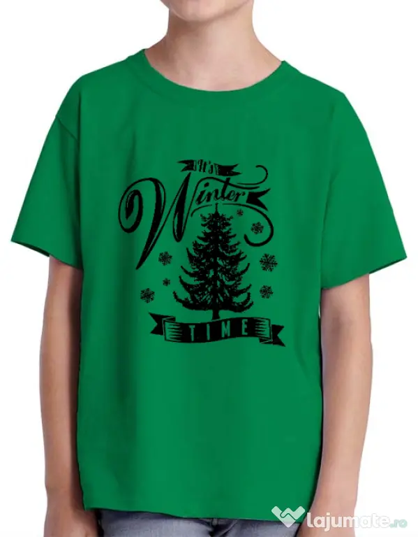 Tricou ADLER copil Winter time Verde mediu
