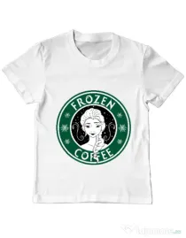 Tricou ADLER copil Frozen coffee Alb