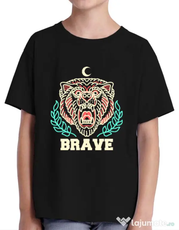Tricou ADLER copil Brave Negru