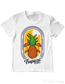 Tricou ADLER copil Tropical vibes Alb