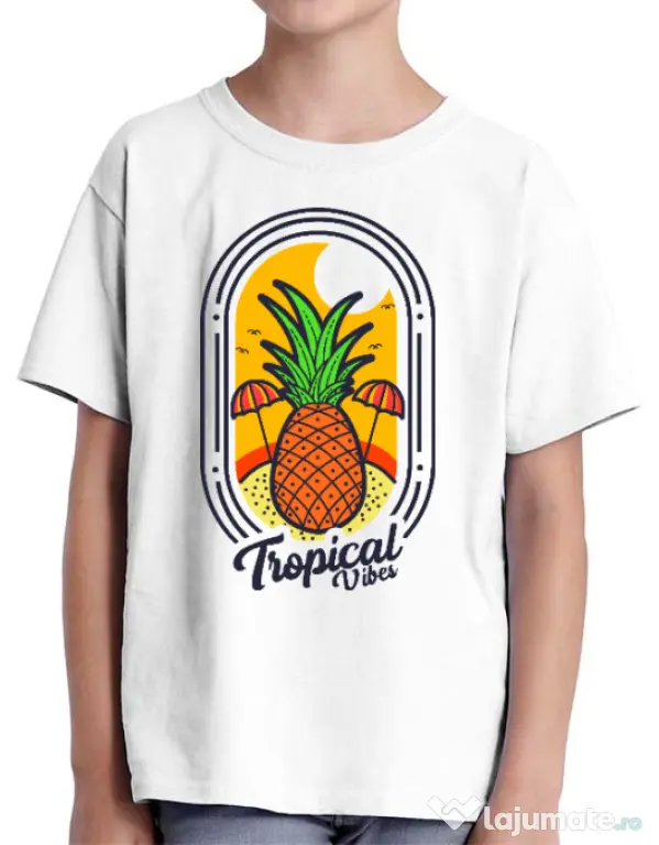 Tricou ADLER copil Tropical vibes Alb