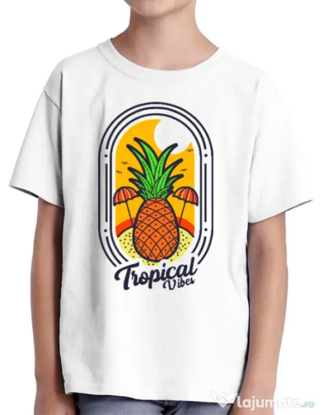 Tricou ADLER copil Tropical vibes Alb