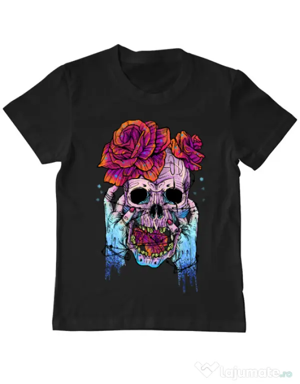 Tricou ADLER copil Hand skull Negru
