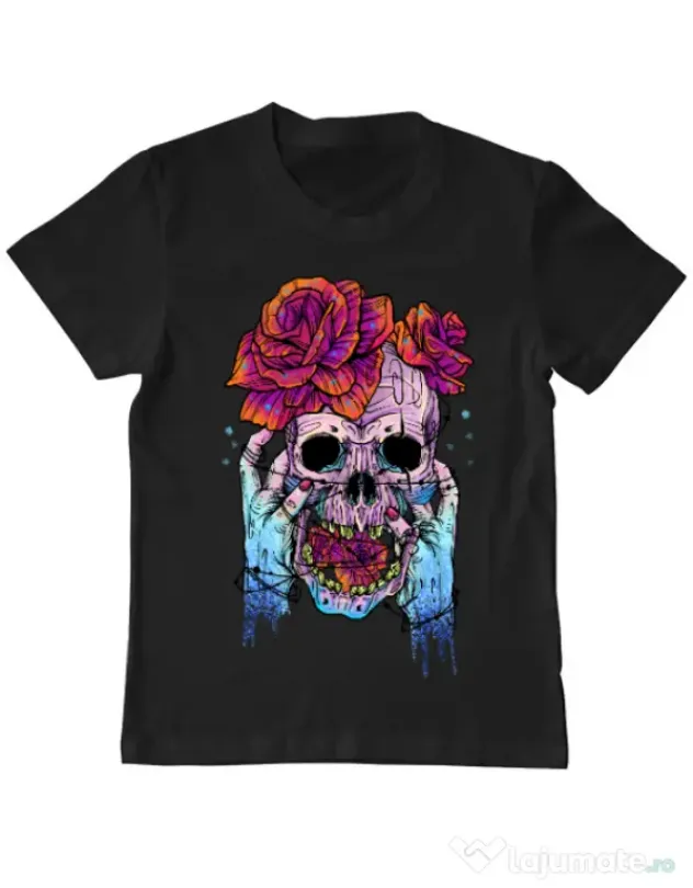 Tricou ADLER copil Hand skull Negru