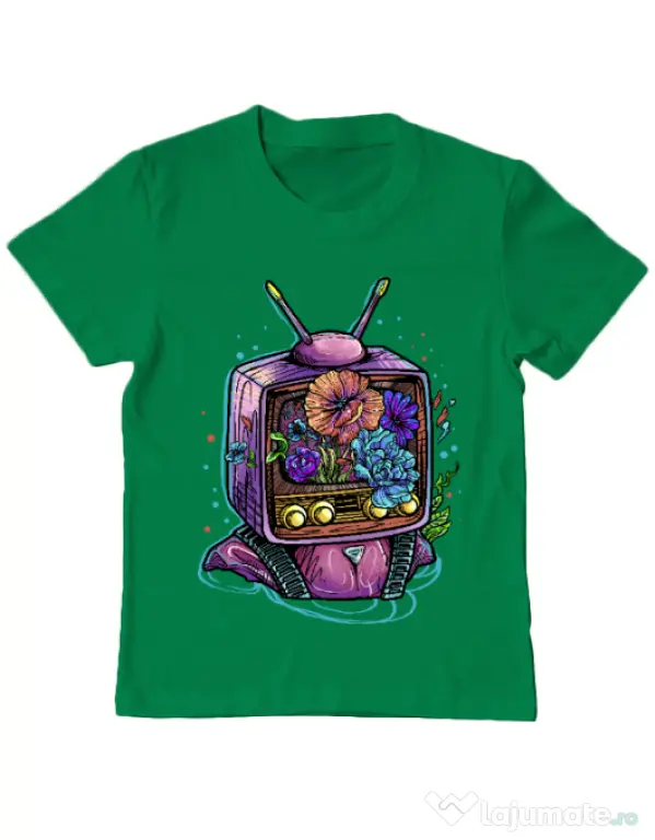 Tricou ADLER copil Flower television Verde mediu