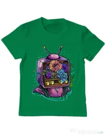 Tricou ADLER copil Flower television Verde mediu