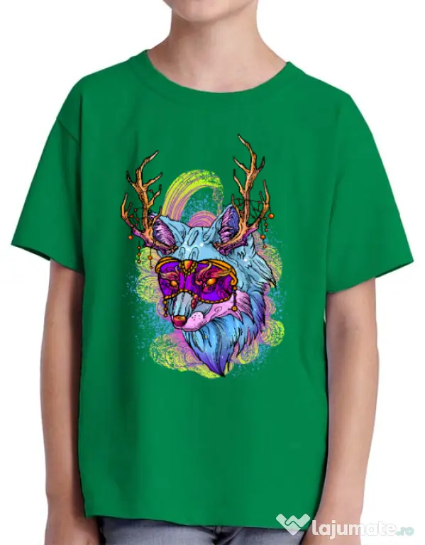Tricou ADLER copil Wolf Verde mediu