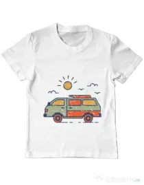 Tricou ADLER copil Retro travel van Alb