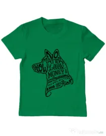 Tricou ADLER copil A Dog Makes You Rich Verde mediu