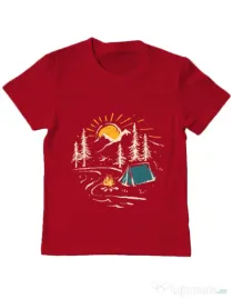 Tricou ADLER copil Camping Rosu