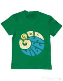 Tricou ADLER copil Good vibes and wave Verde mediu