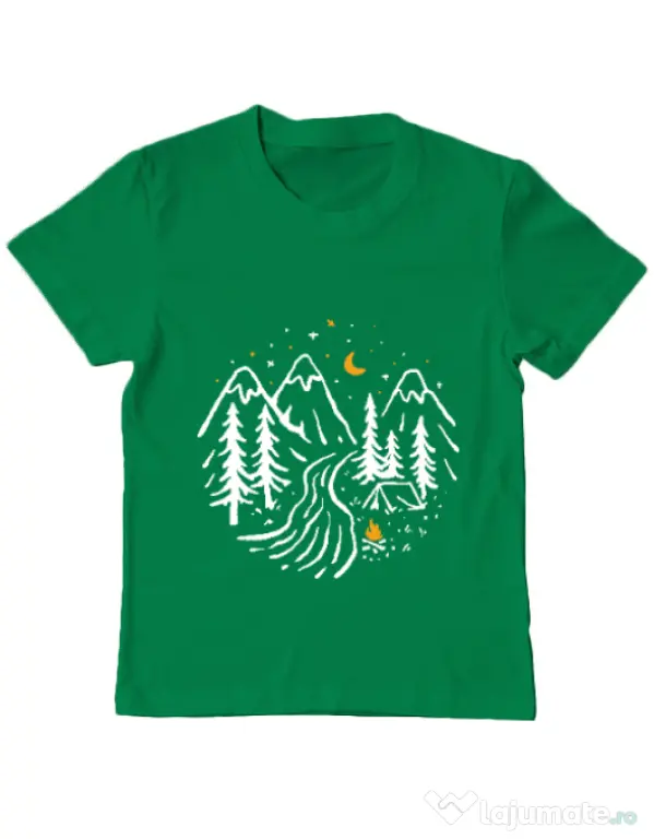 Tricou ADLER copil Night camping Verde mediu