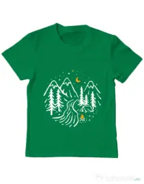 Tricou ADLER copil Night camping Verde mediu