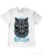 Tricou ADLER copil Wolf of death Alb