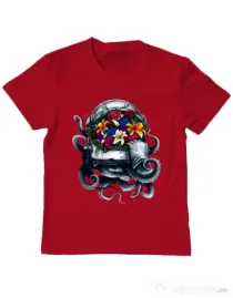 Tricou ADLER copil Space bloom Rosu