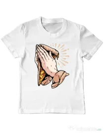 Tricou ADLER copil Pray for pizza Alb