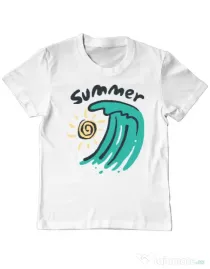 Tricou ADLER copil Summer Beach Alb