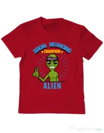 Tricou ADLER copil Social distancing Rosu