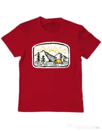 Tricou ADLER copil Hand drawn camp Rosu